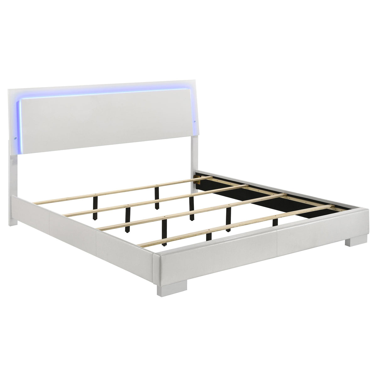 Size_King -- Felicity 203500KE Wood Eastern King LED Panel Bed - White High Gloss IMAGE 1