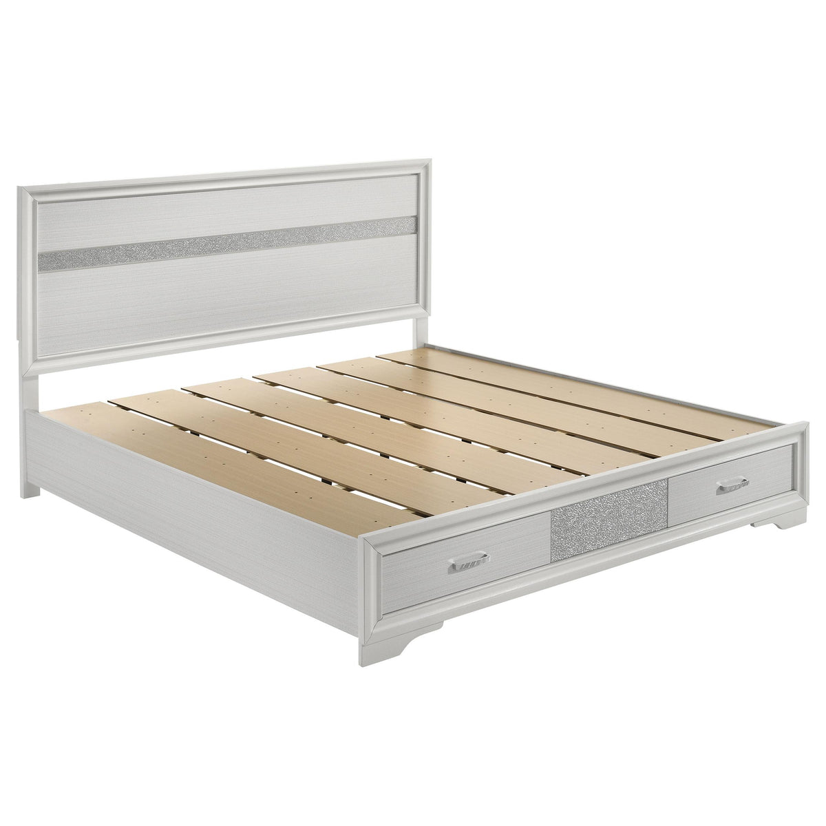 Size_King -- Miranda 205111KE 51-inch Wood Eastern King Storage Panel Bed - White IMAGE 1