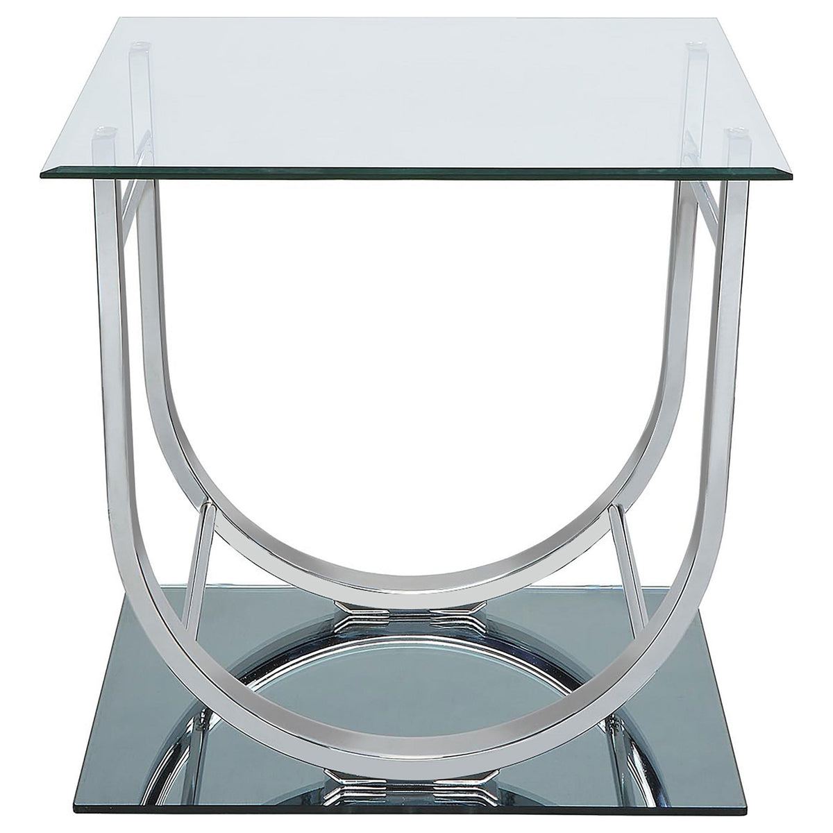 Coaster Furniture Danville 704987 Square U-Shaped Glass Top Side End Table - Chrome IMAGE 2