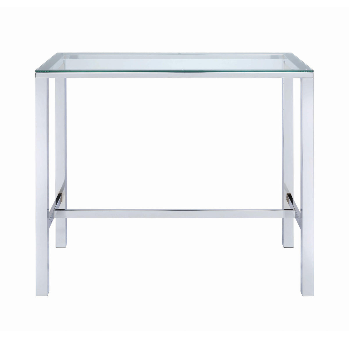 Coaster Furniture Tolbert 104873 Rectangular 47-inch Glass Top Pub Bar Table - Chrome IMAGE 2