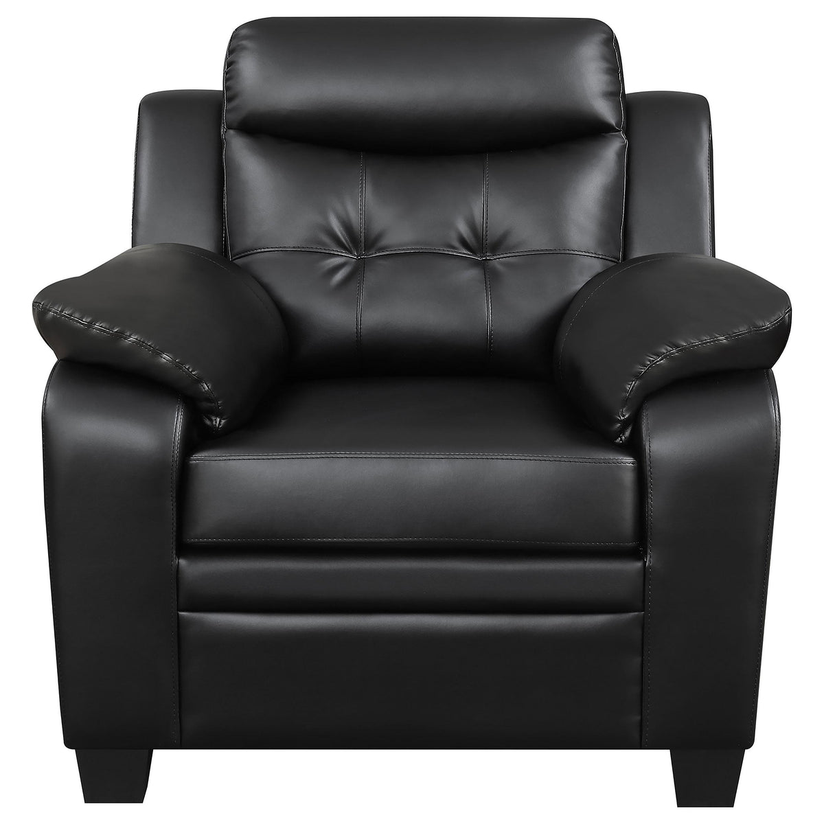 Coaster Furniture Finley 506553 Upholstered Padded Arm Tufted Accent Chair - Black IMAGE 2