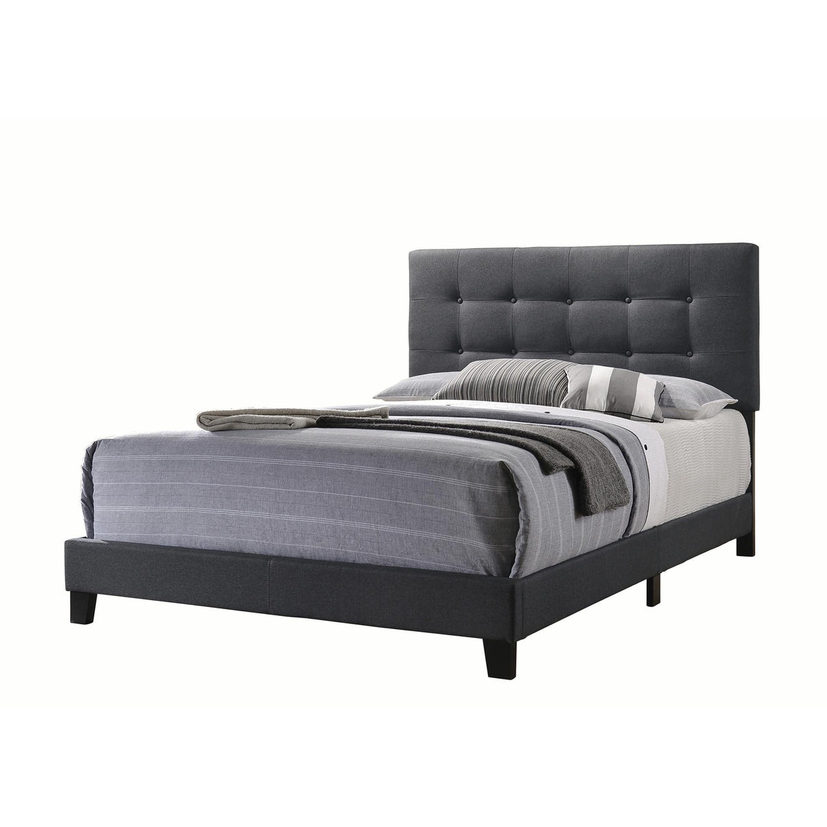 Size_King -- Mapes 305746KE Upholstered Eastern King Panel Bed - Charcoal IMAGE 1