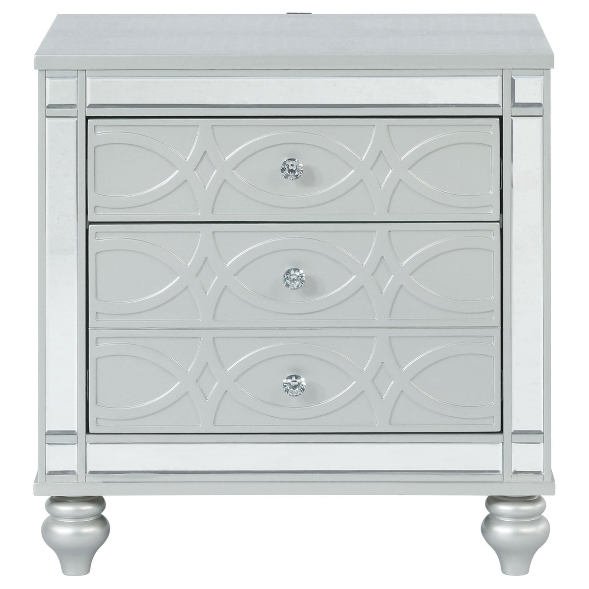Coaster Furniture Gunnison 223212 2-Drawer Nightstand - Silver Metallic IMAGE 2