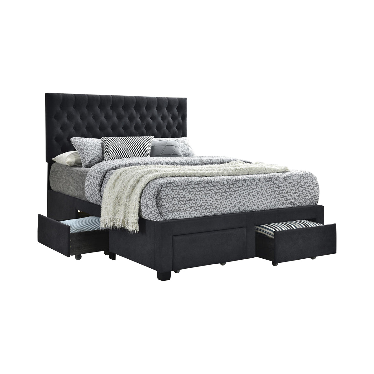Size_King -- Soledad 305877KE Upholstered Eastern King Storage Panel Bed - Grey IMAGE 1