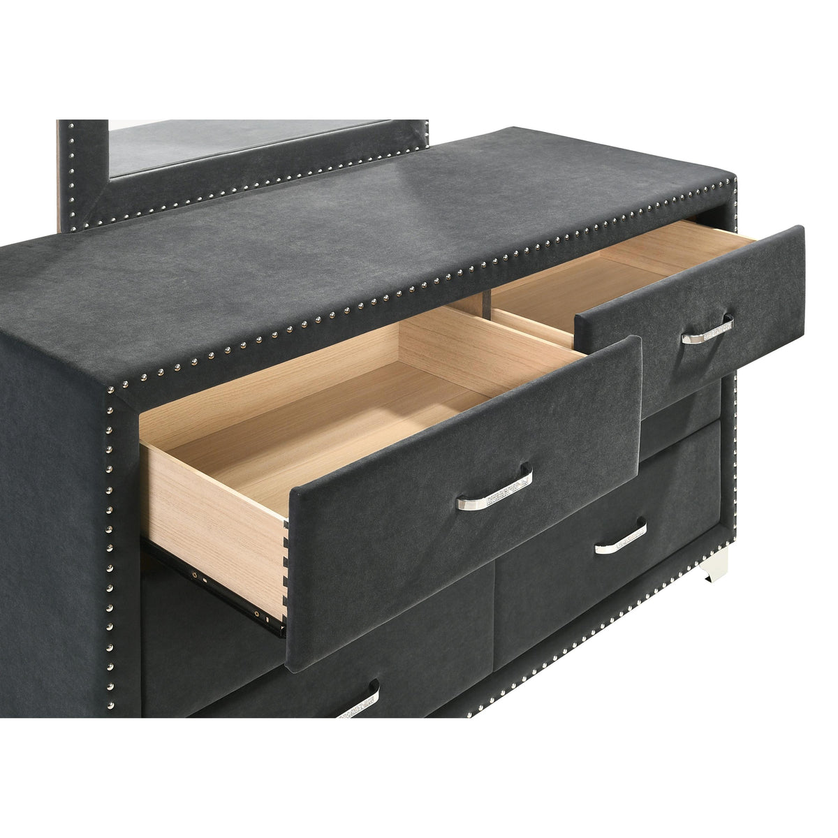 Coaster Furniture Melody 223383 6-Drawer Upholstered Dresser - Grey IMAGE 2