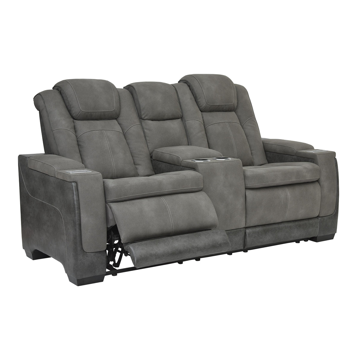Manufacturer Color_Slate -- Next-Gen DuraPella 2200418 Power Reclining Loveseat with Console and Adjustable Headrest IMAGE 1