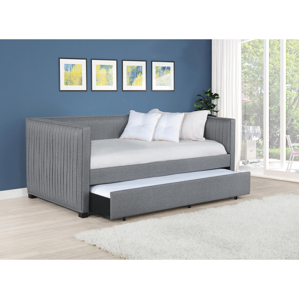 Coaster Furniture Brodie 300554 Upholstered Twin Daybed with Trundle - Grey IMAGE 2