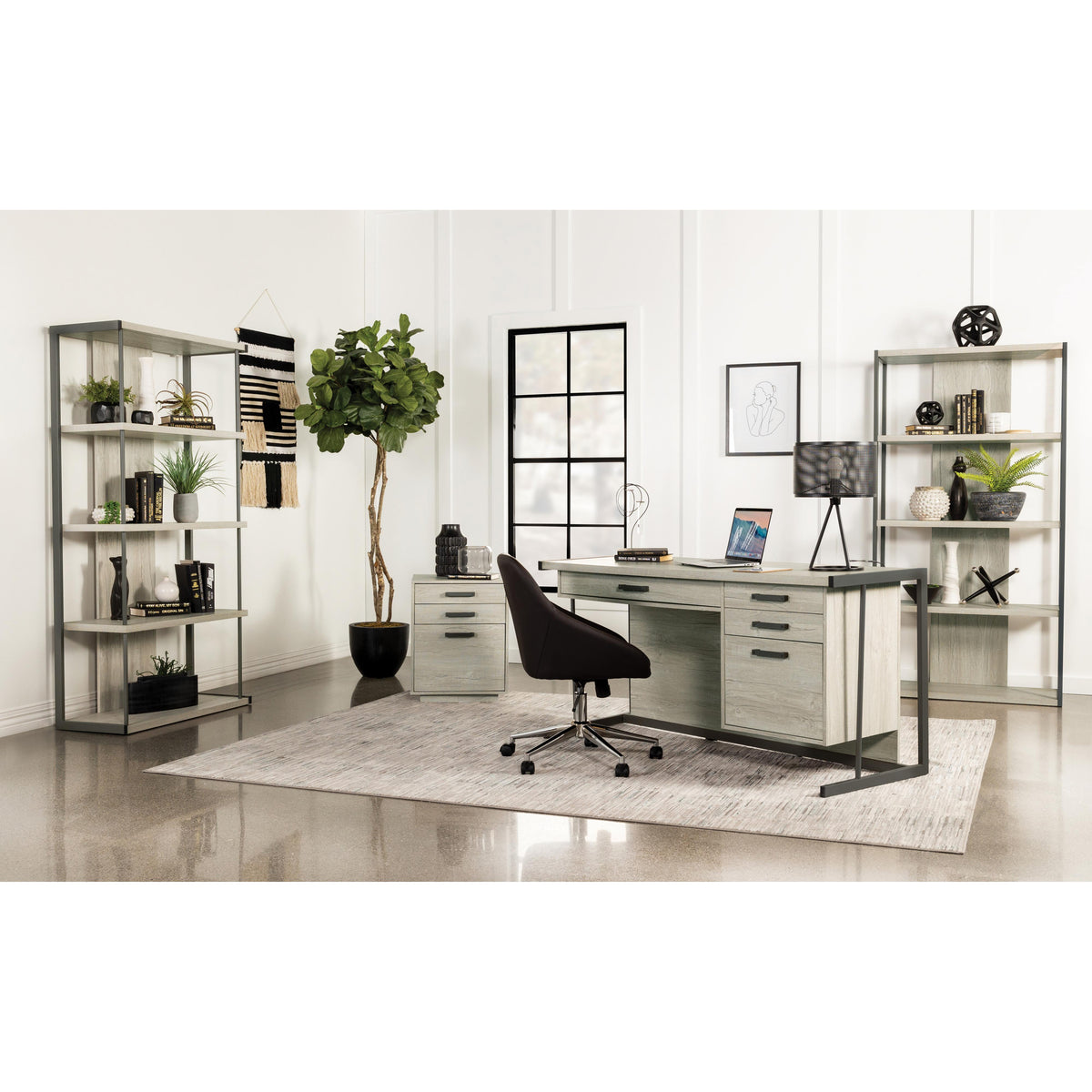 Coaster Furniture Loomis 805883 72-inch 4-shelf Bookshelf - Whitewashed Grey IMAGE 2
