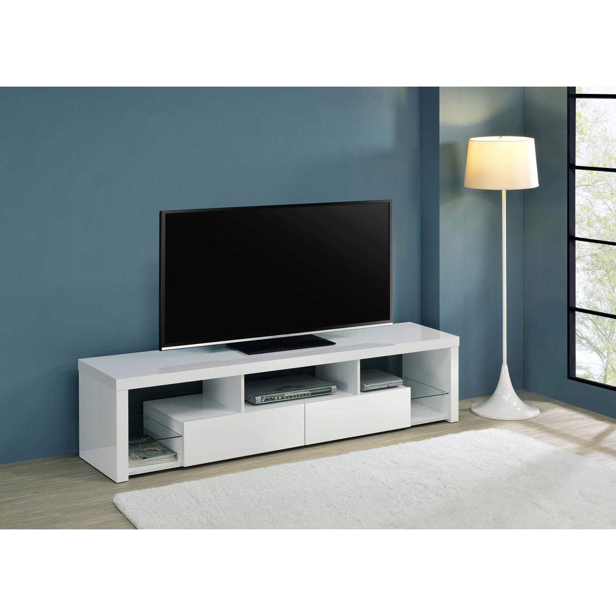 Coaster Furniture Jude 704251 2-Drawer Engineered Wood 71" TV Stand - High Gloss White IMAGE 2