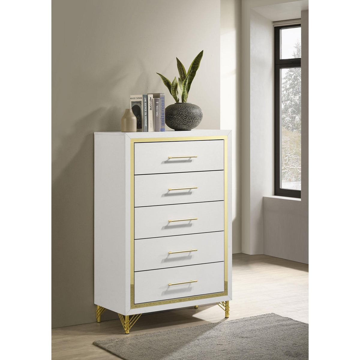 Coaster Furniture Lucia 224735 5-Drawer Bedroom Chest of Drawers - White IMAGE 2