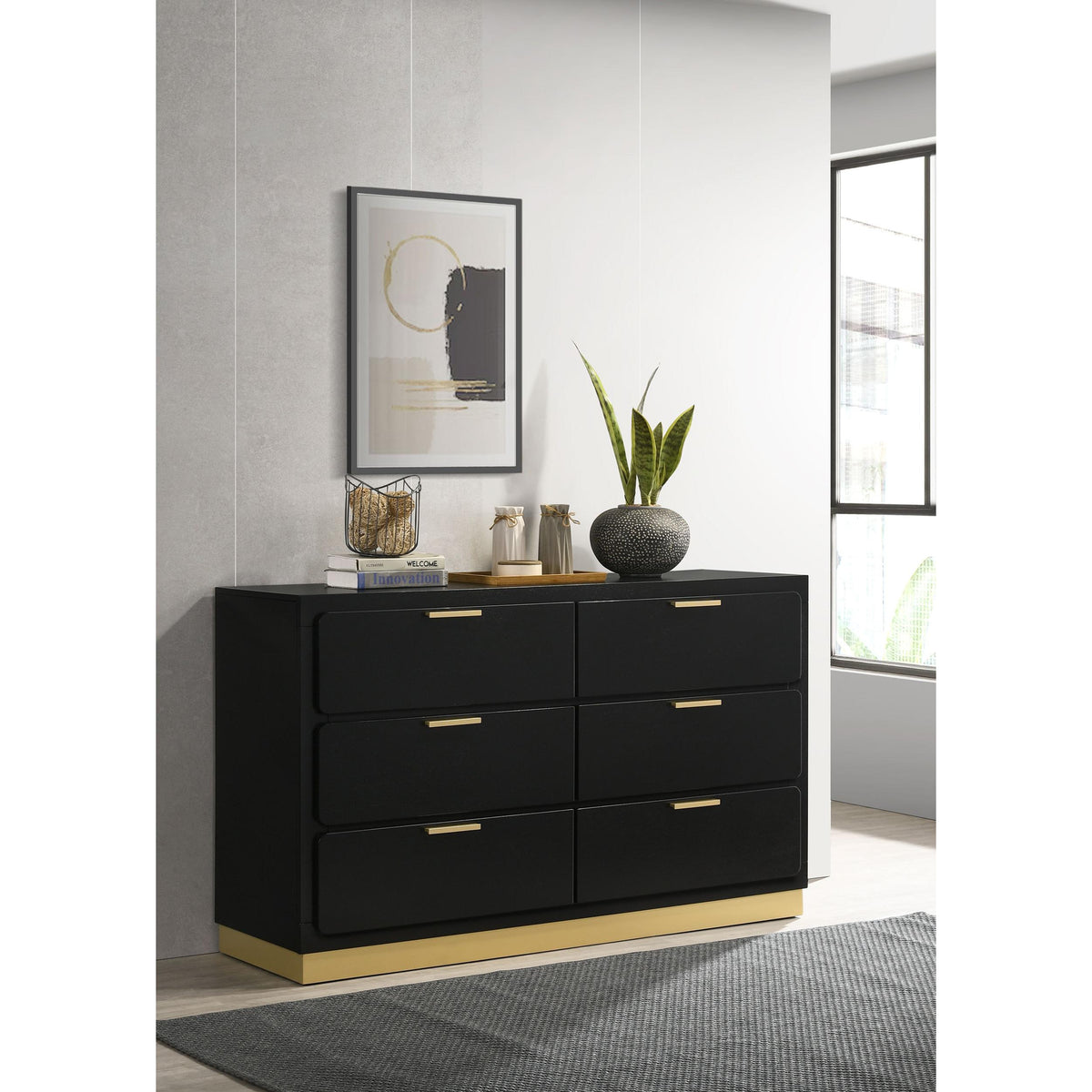 Coaster Furniture Caraway 224783 6-Drawer Dresser - Black IMAGE 2