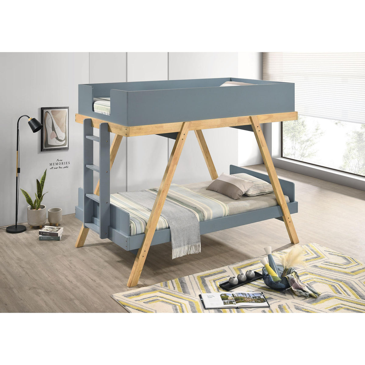 Coaster Furniture Frankie 460572T Wood Twin Over Twin Bunk Bed - Blue and Natural IMAGE 2
