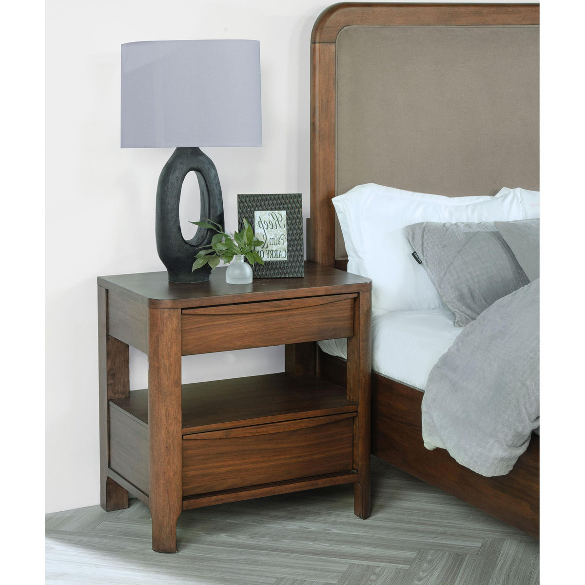 Coaster Furniture Maderia 223322 2-Drawer Nightstand Bedside Table - Walnut IMAGE 2