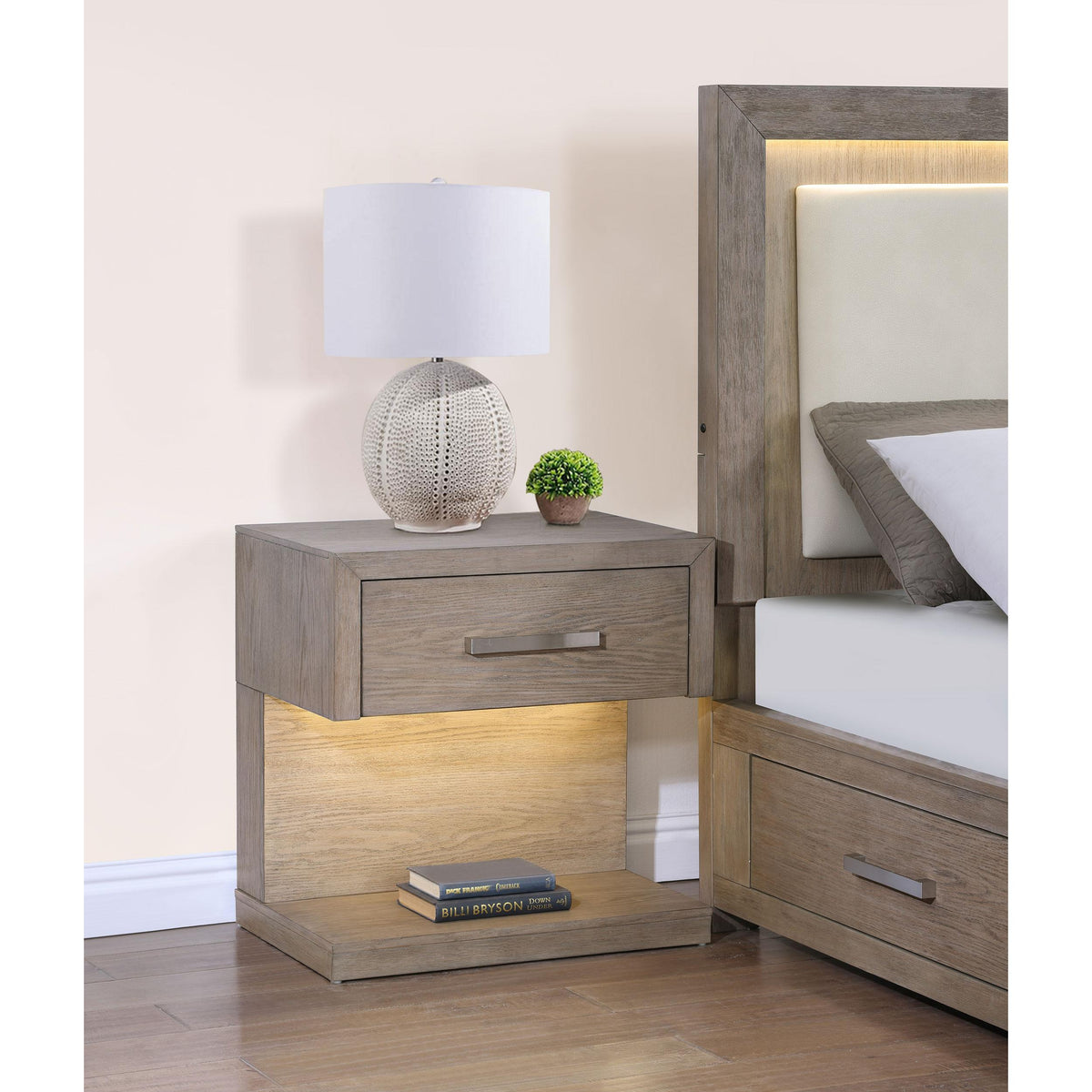 Coaster Furniture Kenora 224852 1-Drawer Nightstand Bedside Table - Barley Brown IMAGE 2
