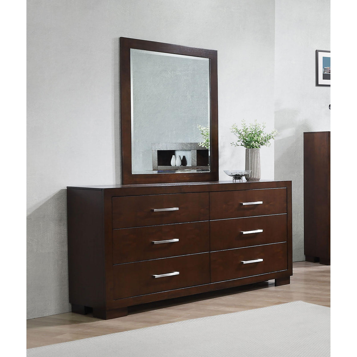 Coaster Furniture Jessica 200713M 6-Drawer Dresser with Mirror - Cappuccino IMAGE 2