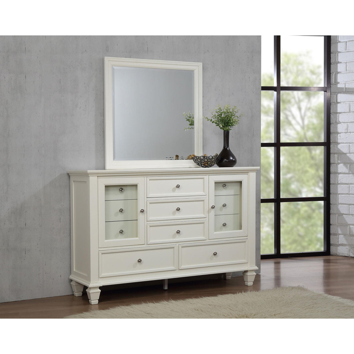Coaster Furniture Sandy Beach 201303M 11-Drawer Dresser with Mirror - Cream White IMAGE 2