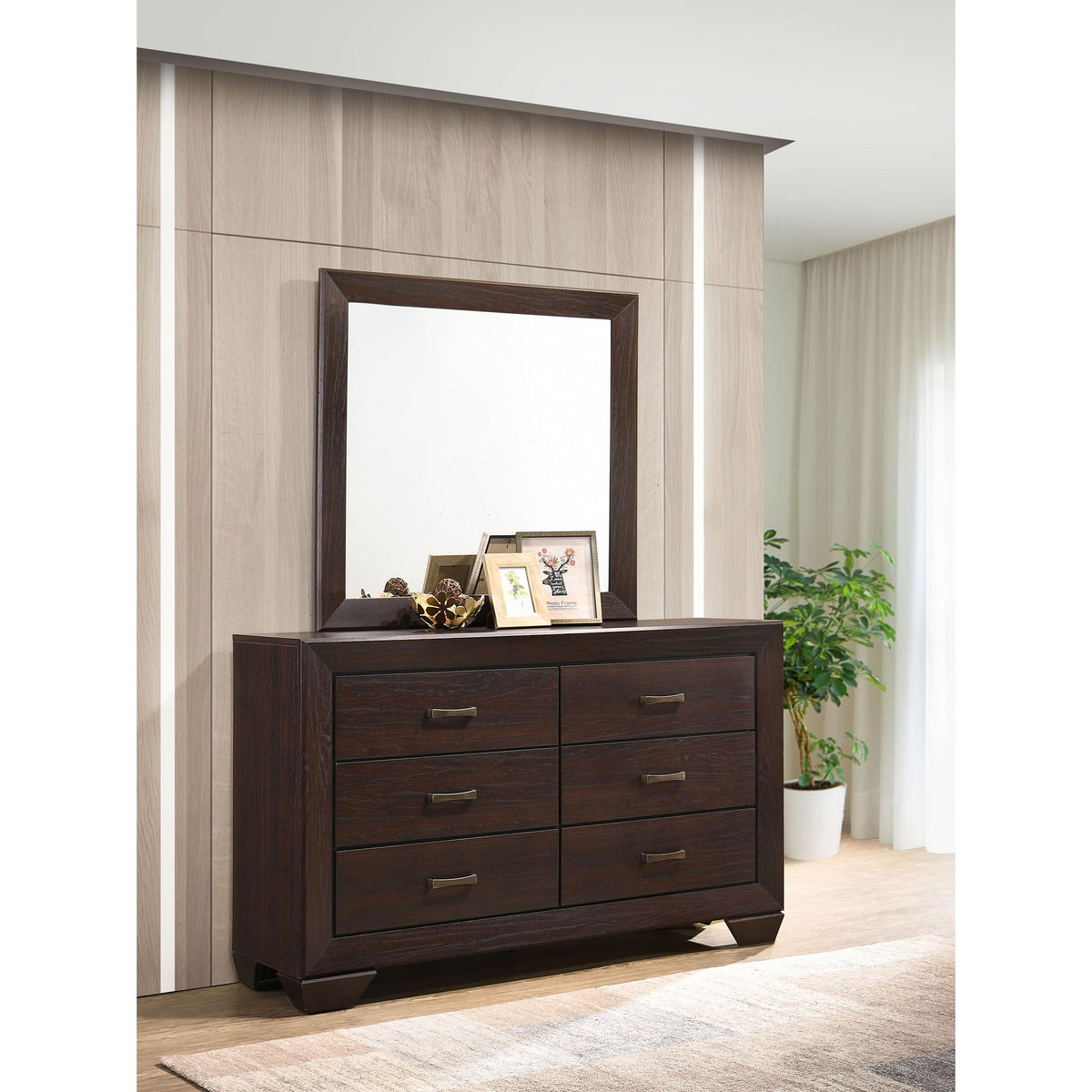 Coaster Furniture Kauffman 204393M 6-Drawer Dresser with Mirror - Dark Cocoa IMAGE 2