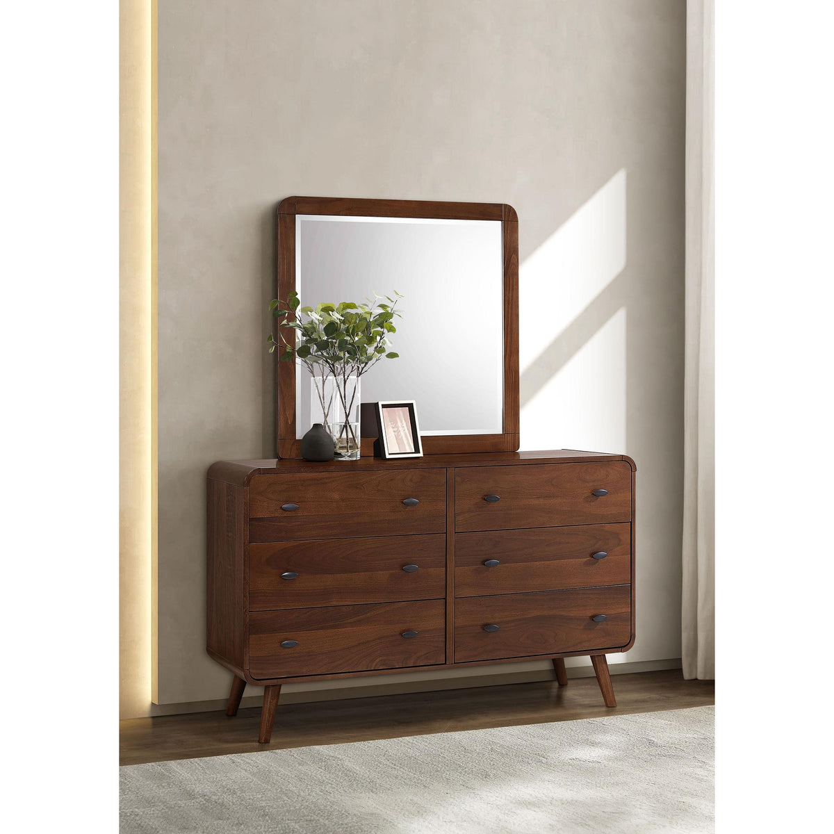 Coaster Furniture Robyn 205133M 6-Drawer Dresser with Mirror - Dark Walnut IMAGE 2
