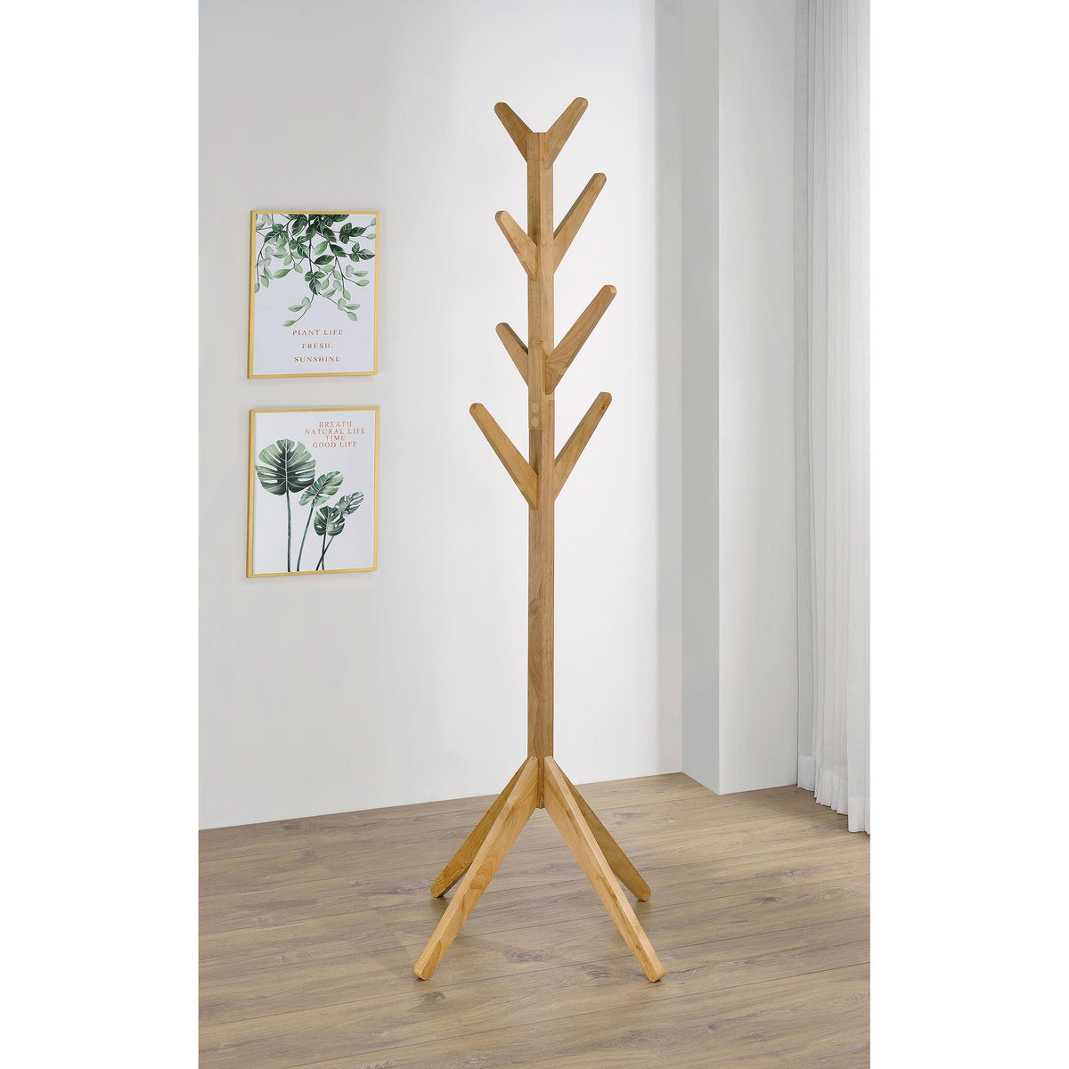 Coaster Furniture Margaret 983271 Solid Wood Coat Rack Clothing Hanger - Natural Oak IMAGE 2