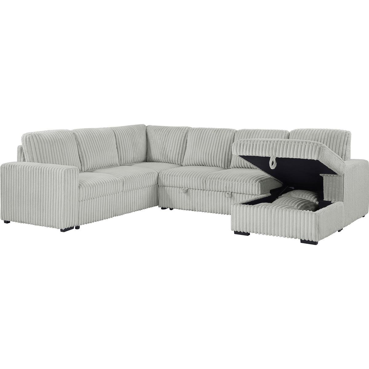 Coaster Furniture Devonshire 501208 Sleeper Sectional Sofa Storage Chaise - Grey IMAGE 2
