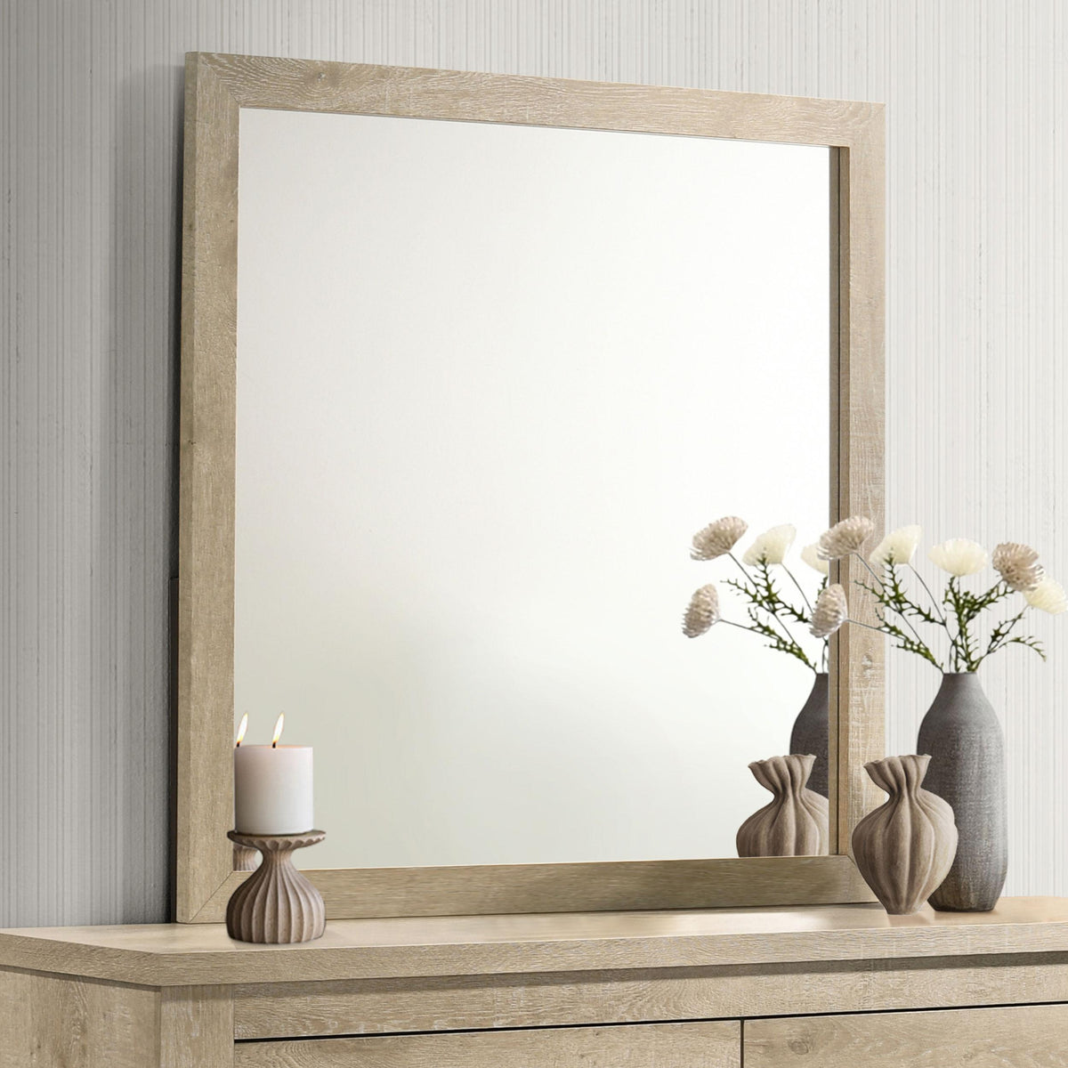 Coaster Furniture Oakglen 225104 Dresser Mirror - Weathered Oak IMAGE 2