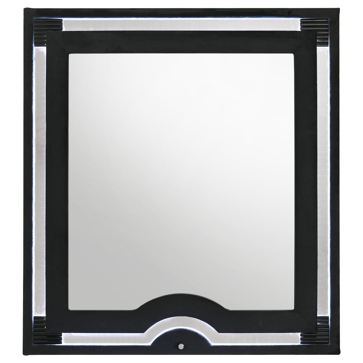 Coaster Furniture Ravenne 223194 Velvet Upholstered LED Dresser Mirror - Black IMAGE 2