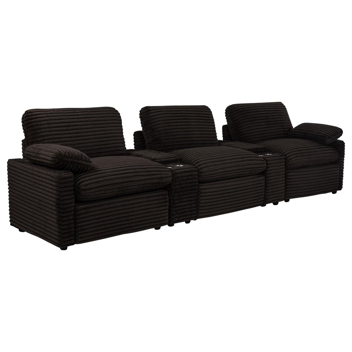 Coaster Furniture Collins 610351PT 5-Piece Power Reclining Home Theater Seating - Chocolate Brown IMAGE 2