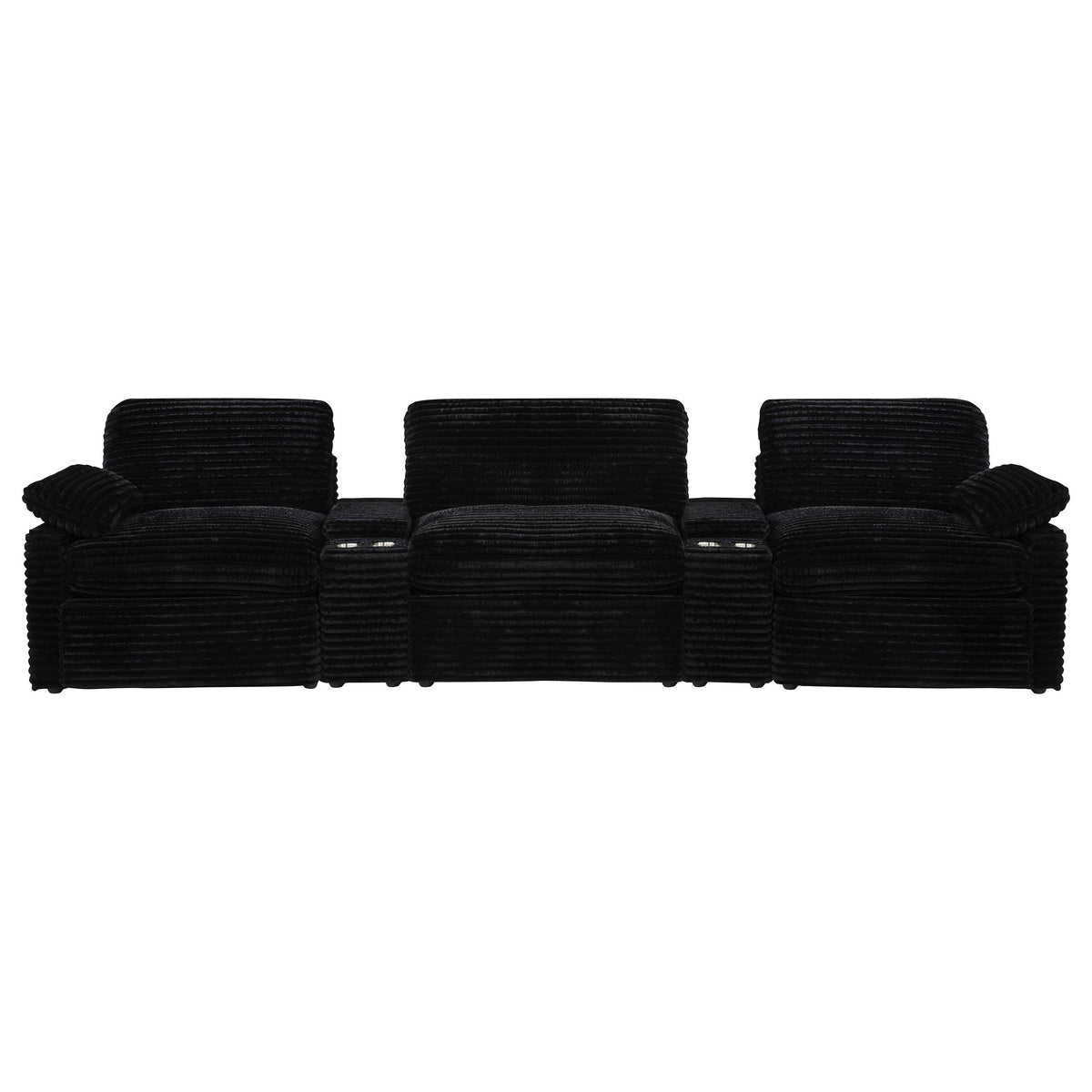 Coaster Furniture Collins 610361PT 5-Piece Power Reclining Home Theater Seating - Black IMAGE 2