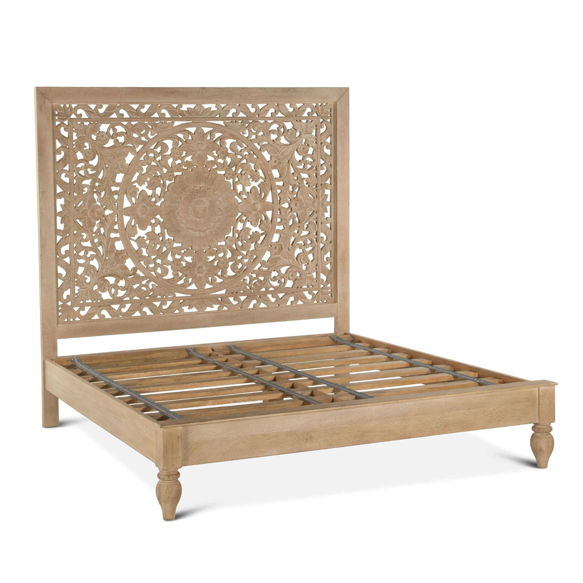 Taj Hand Carved White Washed Bed-Bed-Home Trends & Design-New Braunfels Mattress Company