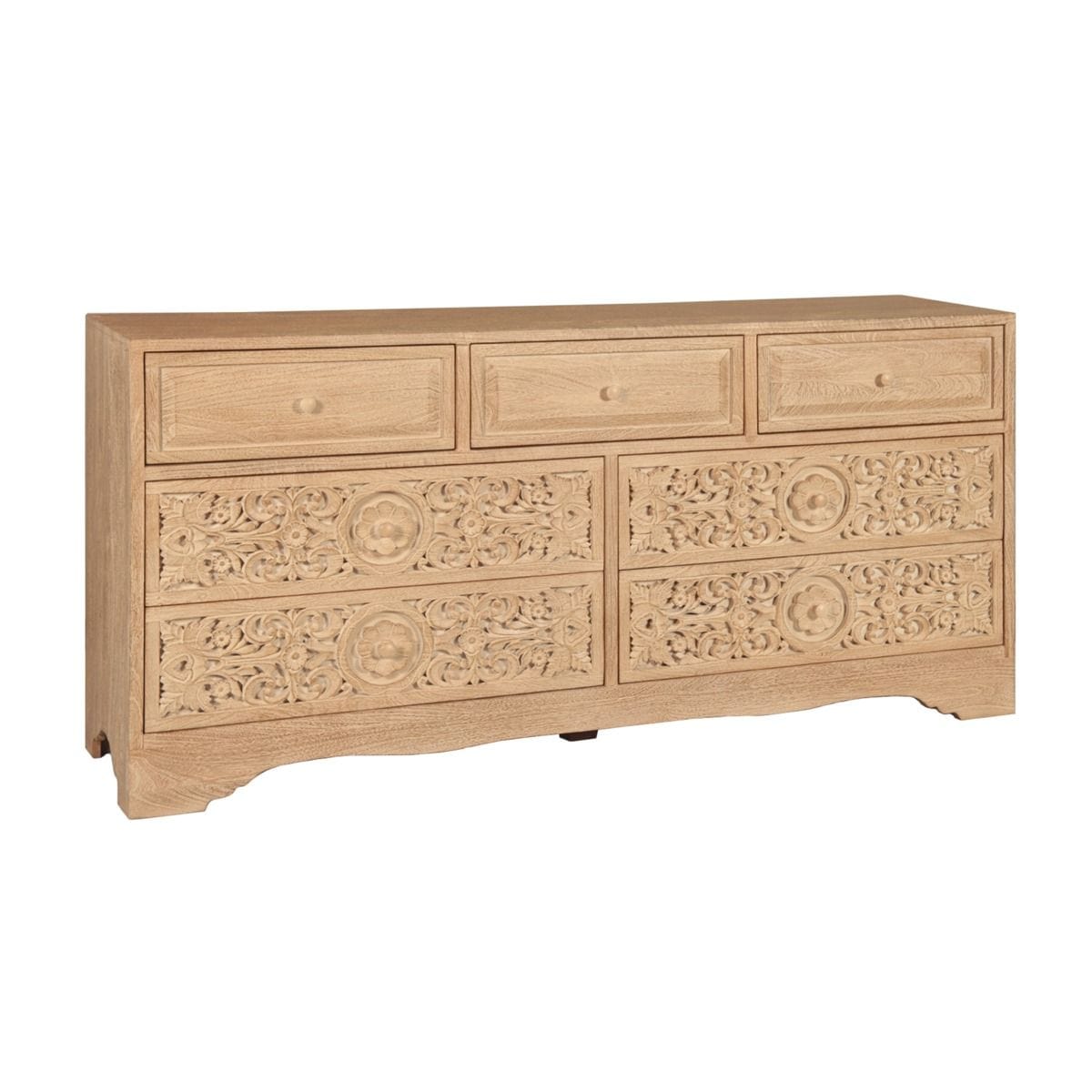 Taj Hand Carved White Washed Dresser Taj Hand Carved White Washed Dresser