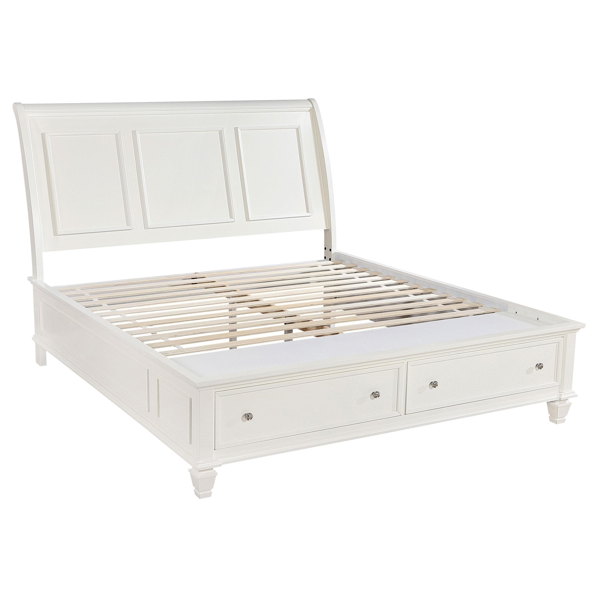  Size_King --  Sandy Beach 201309KE Wood Eastern King Storage Panel Bed - Cream White IMAGE 1