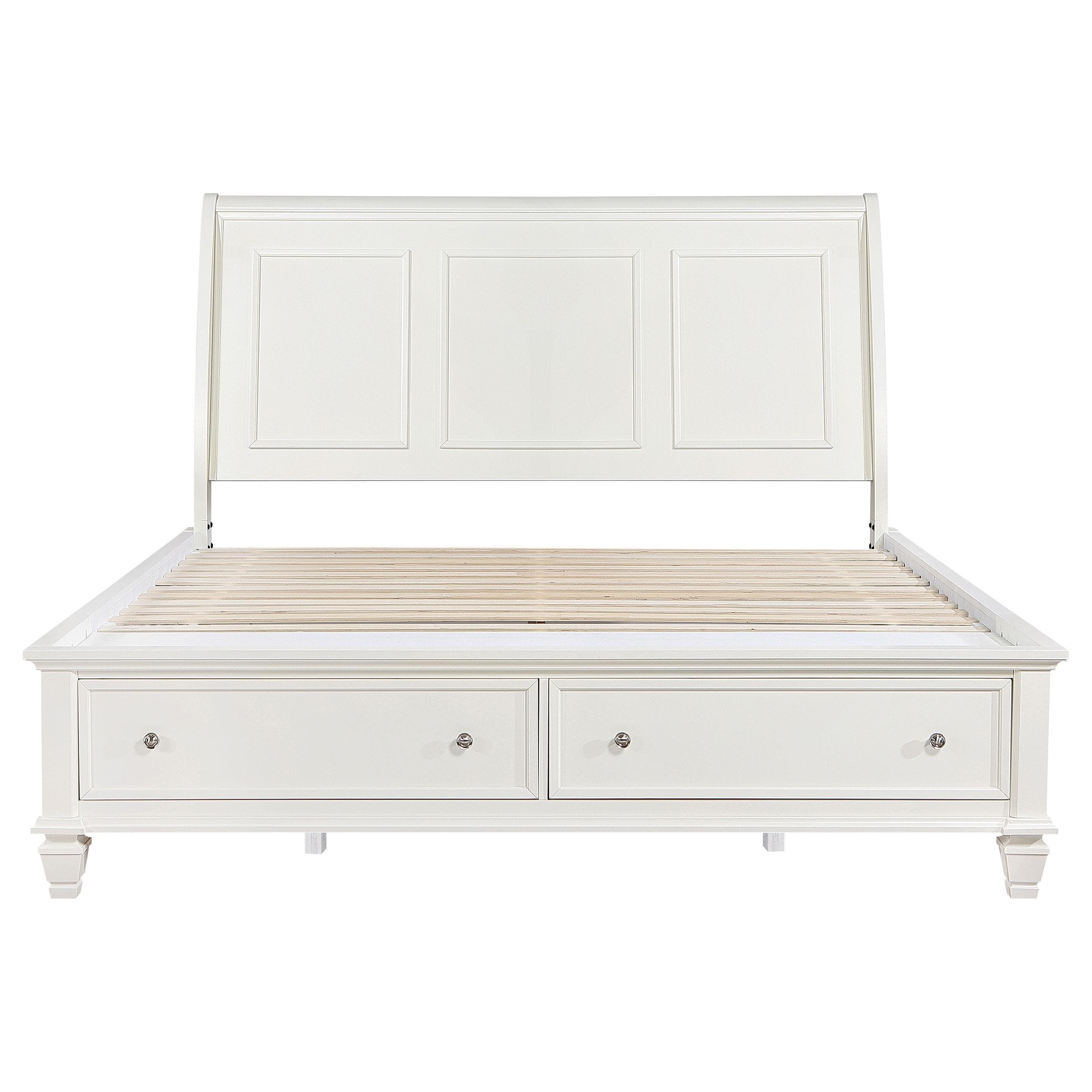  Size_King --  Sandy Beach 201309KE Wood Eastern King Storage Panel Bed - Cream White IMAGE 3