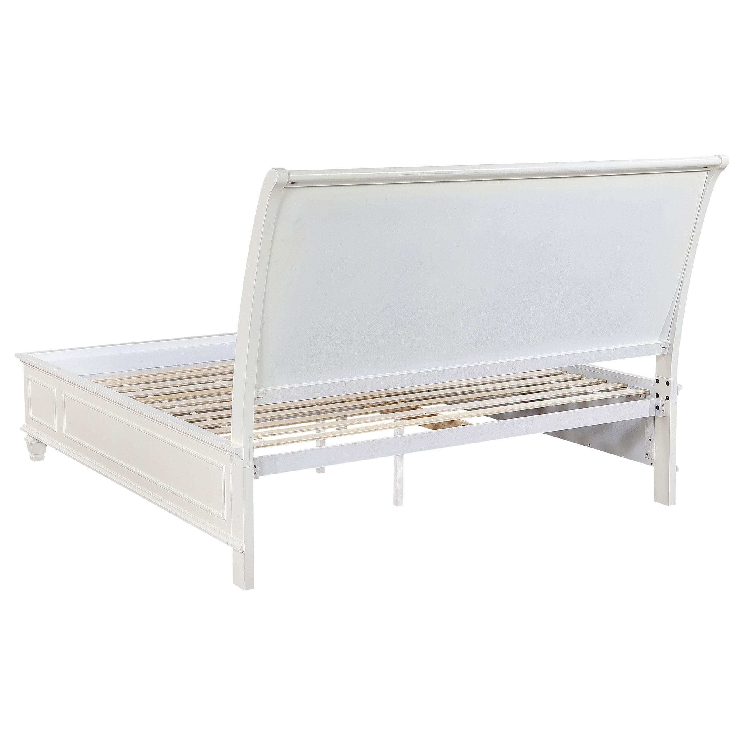  Size_King --  Sandy Beach 201309KE Wood Eastern King Storage Panel Bed - Cream White IMAGE 4