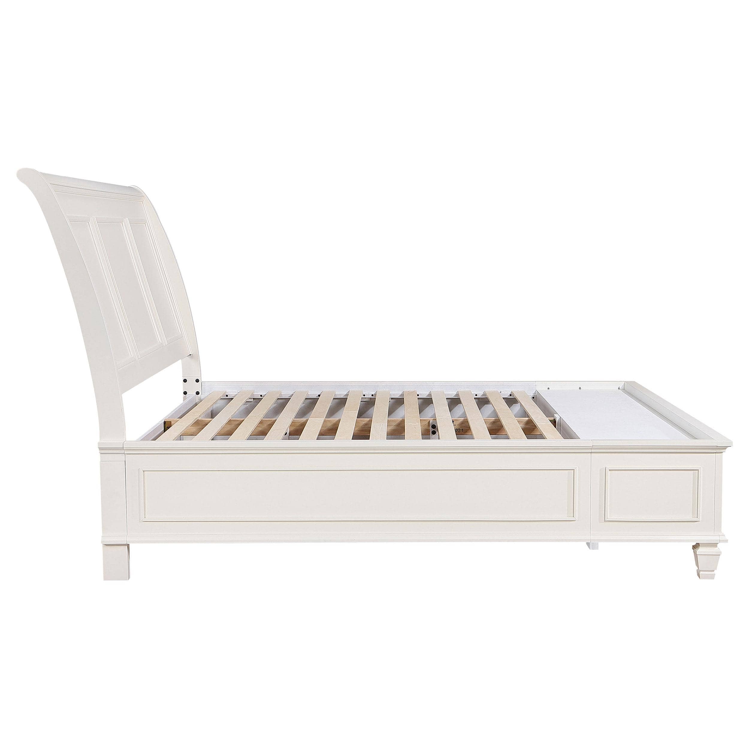  Size_King --  Sandy Beach 201309KE Wood Eastern King Storage Panel Bed - Cream White IMAGE 5