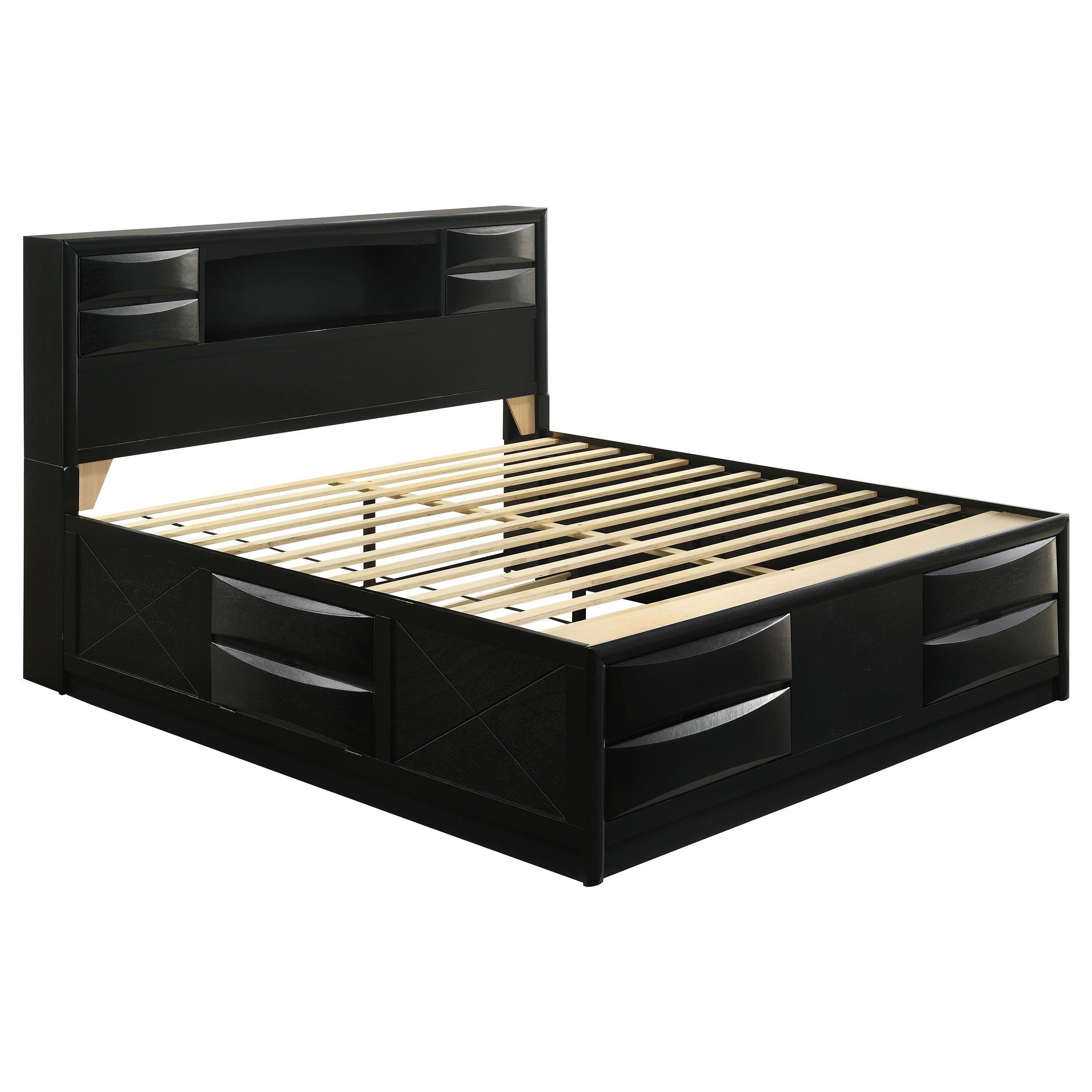 Size_King --  Briana 202701KE Wood Eastern King Storage Bookcase Bed - Black IMAGE 1