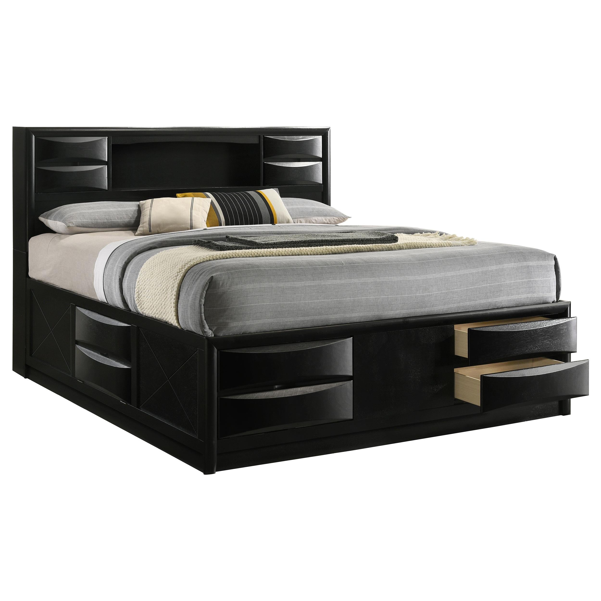  Size_King --  Briana 202701KE Wood Eastern King Storage Bookcase Bed - Black IMAGE 2