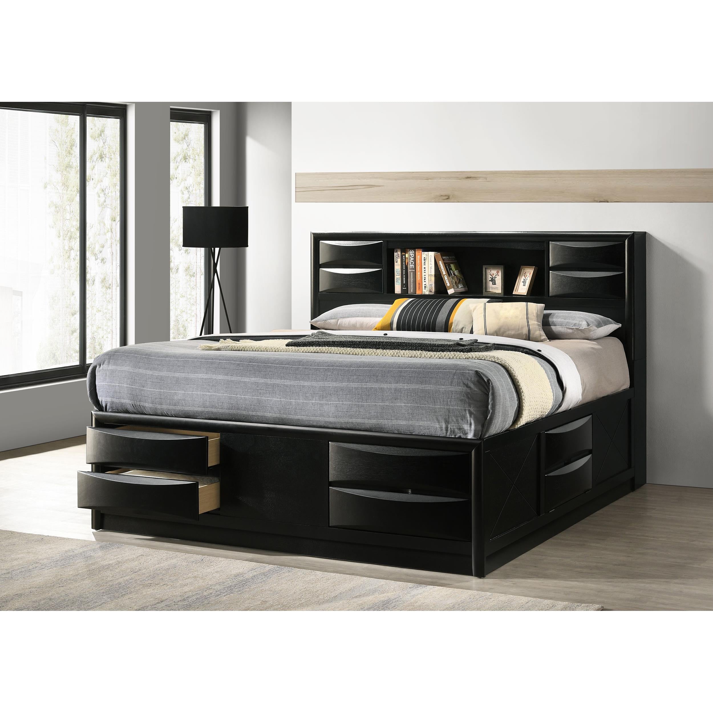  Size_King --  Briana 202701KE Wood Eastern King Storage Bookcase Bed - Black IMAGE 6