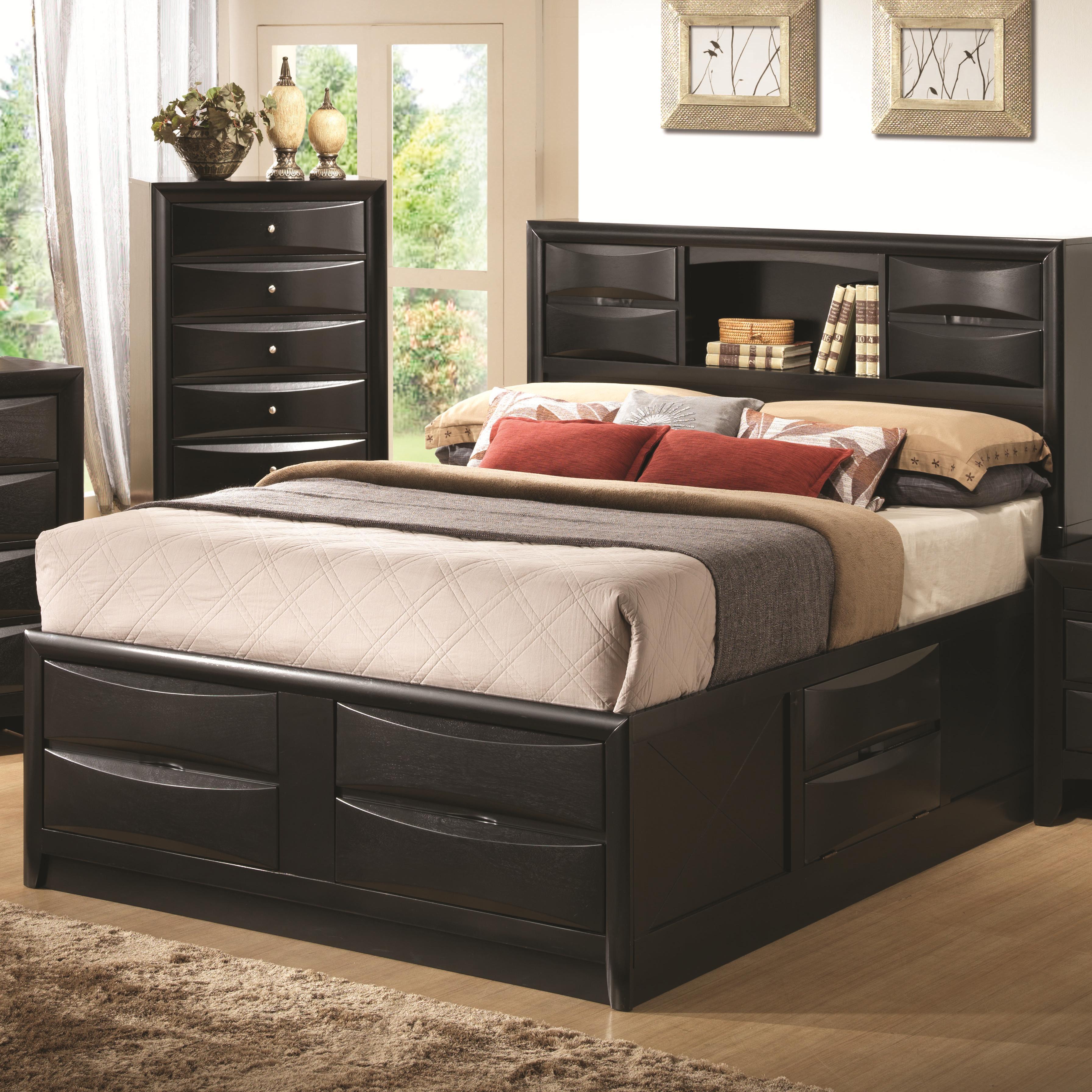  Size_California King --  Briana 202701KW Wood California King Storage Bookcase Bed - Black IMAGE 1