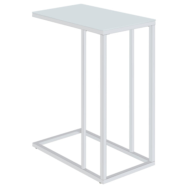 Coaster Furniture Stella 900250 White Glass Top C-Shaped Sofa Side Table - Chrome