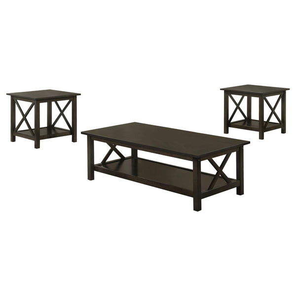 Coaster Furniture Rachelle 5909 3-piece Rectangular Coffee Table Set - Deep Merlot