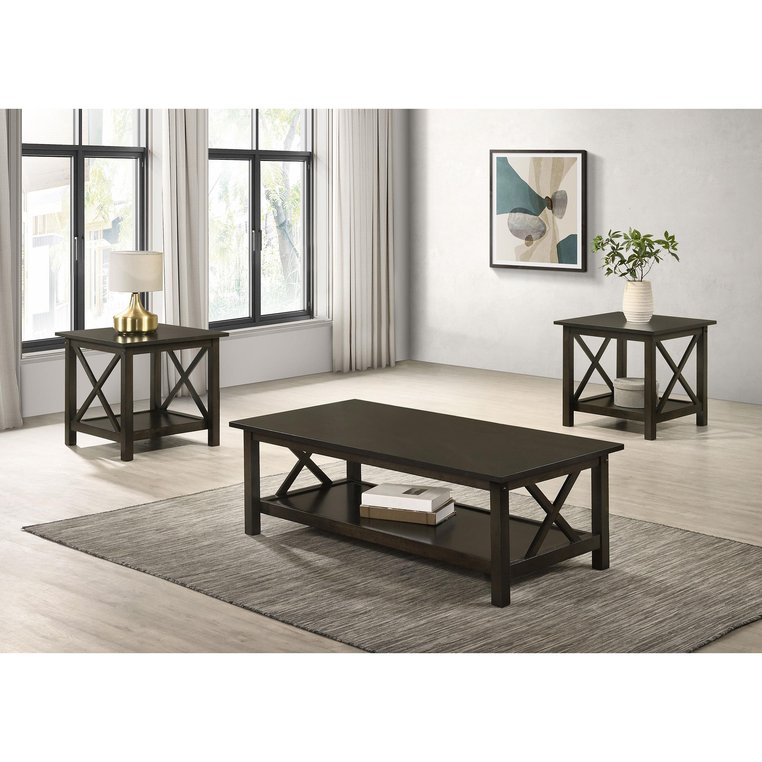  Coaster Furniture Rachelle 5909 3-piece Rectangular Coffee Table Set - Deep Merlot IMAGE 10