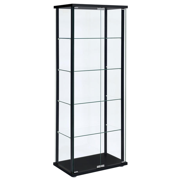 Coaster Furniture Delphinium 950170 5-shelf Clear Glass Curio Display Cabinet - Black
