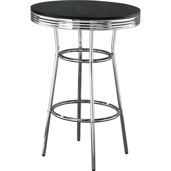 Coaster Furniture Retro 2405 Round 30-inch 1950's Bistro Pub Height Bar Table - Black
