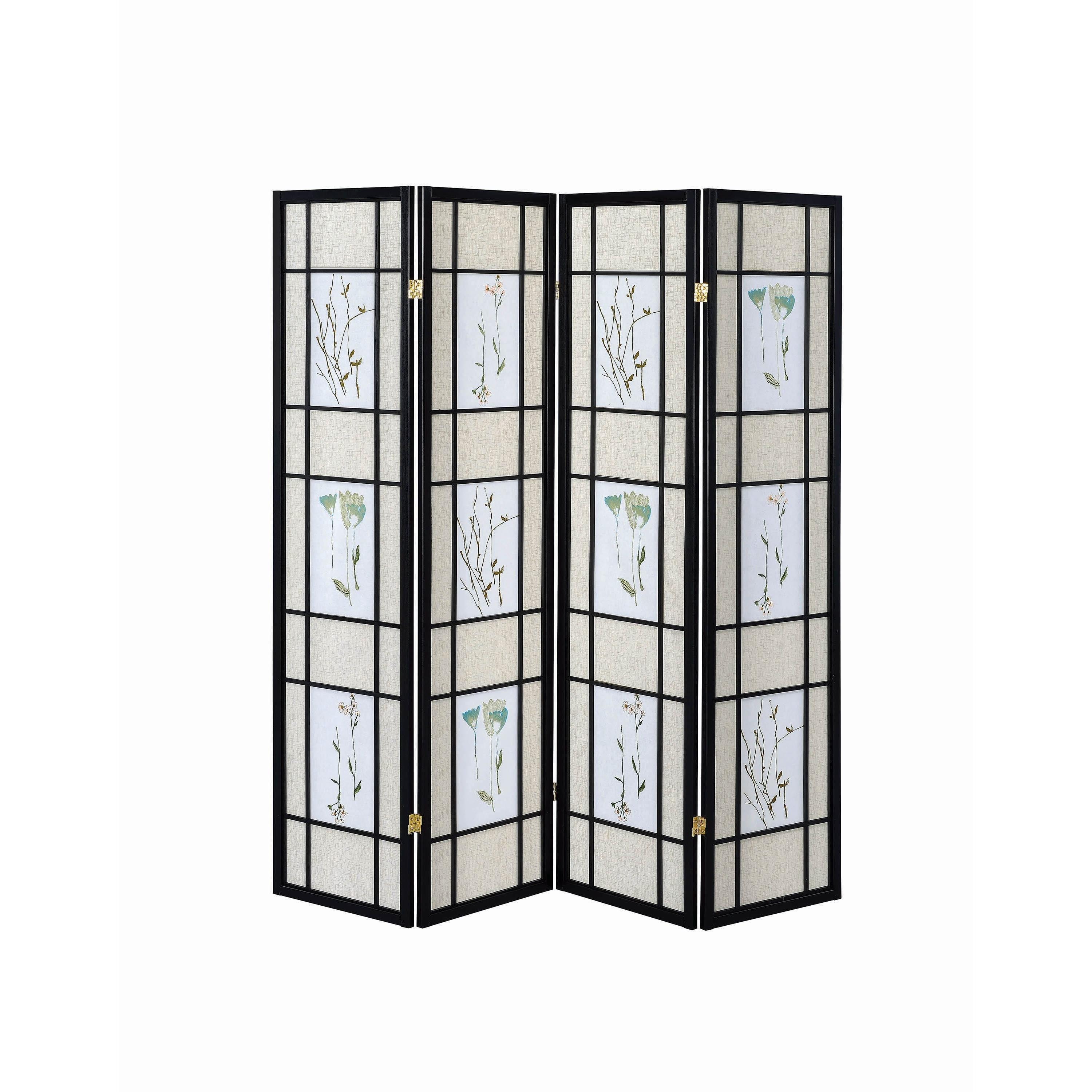  Coaster Furniture Catabella 4407 4-Panel Room Divider Folding Shoji Screen - Floral IMAGE 2