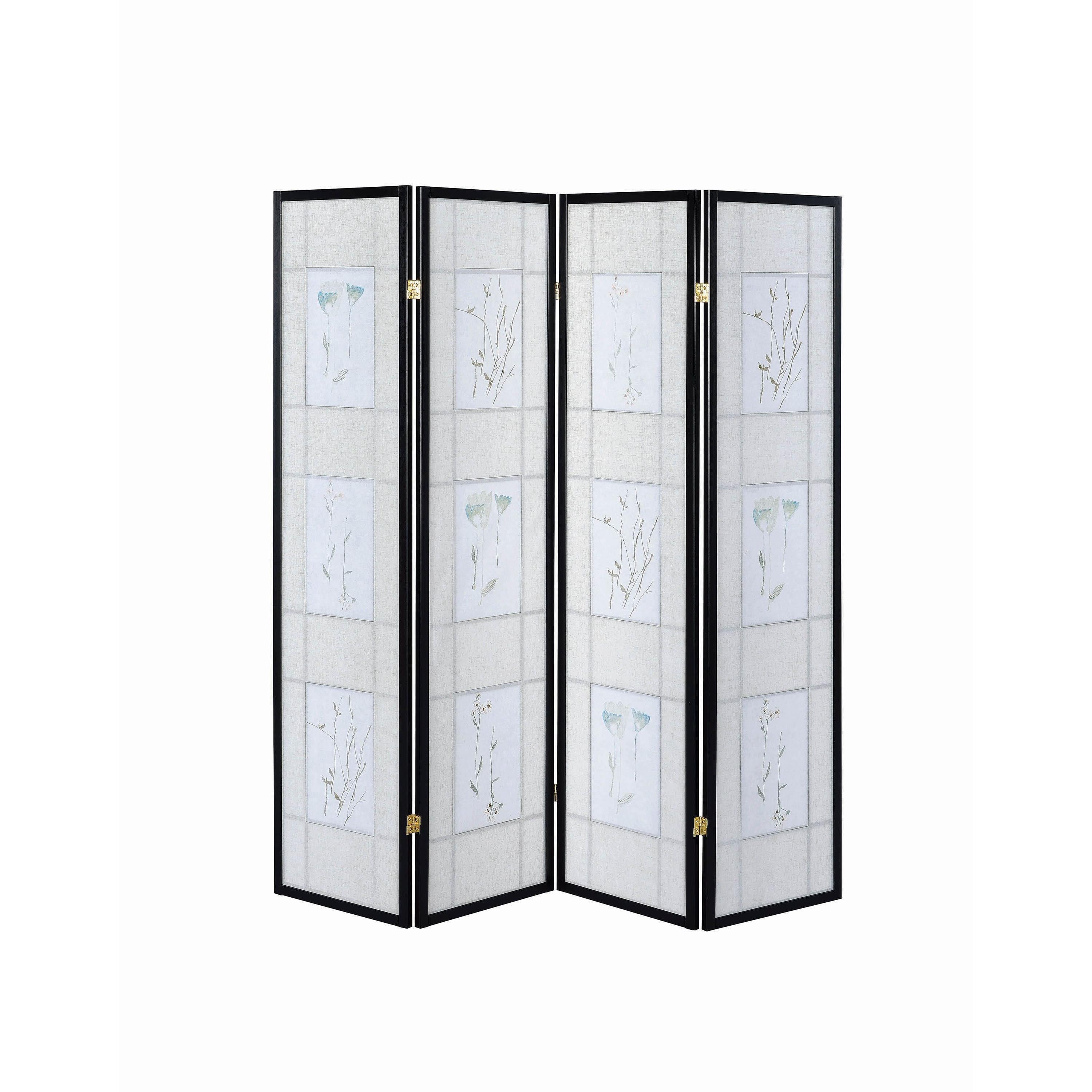  Coaster Furniture Catabella 4407 4-Panel Room Divider Folding Shoji Screen - Floral IMAGE 4