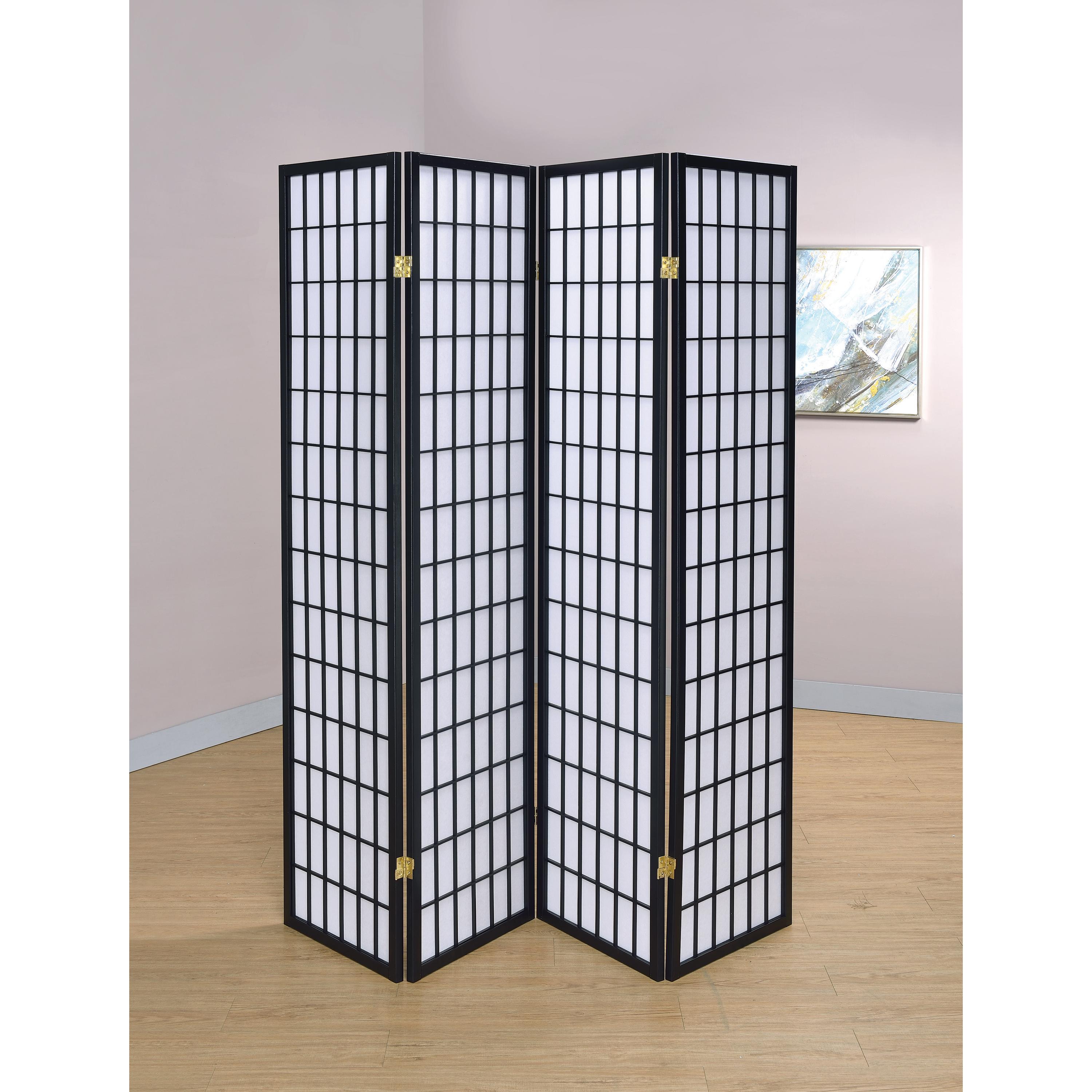  Coaster Furniture Roberto 4624 4-Panel Room Divider Folding Shoji Screen - Black IMAGE 3