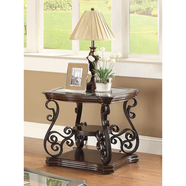 Coaster Furniture Laney 702447 1-shelf Glass Top Rectangular End Table - Deep Merlot