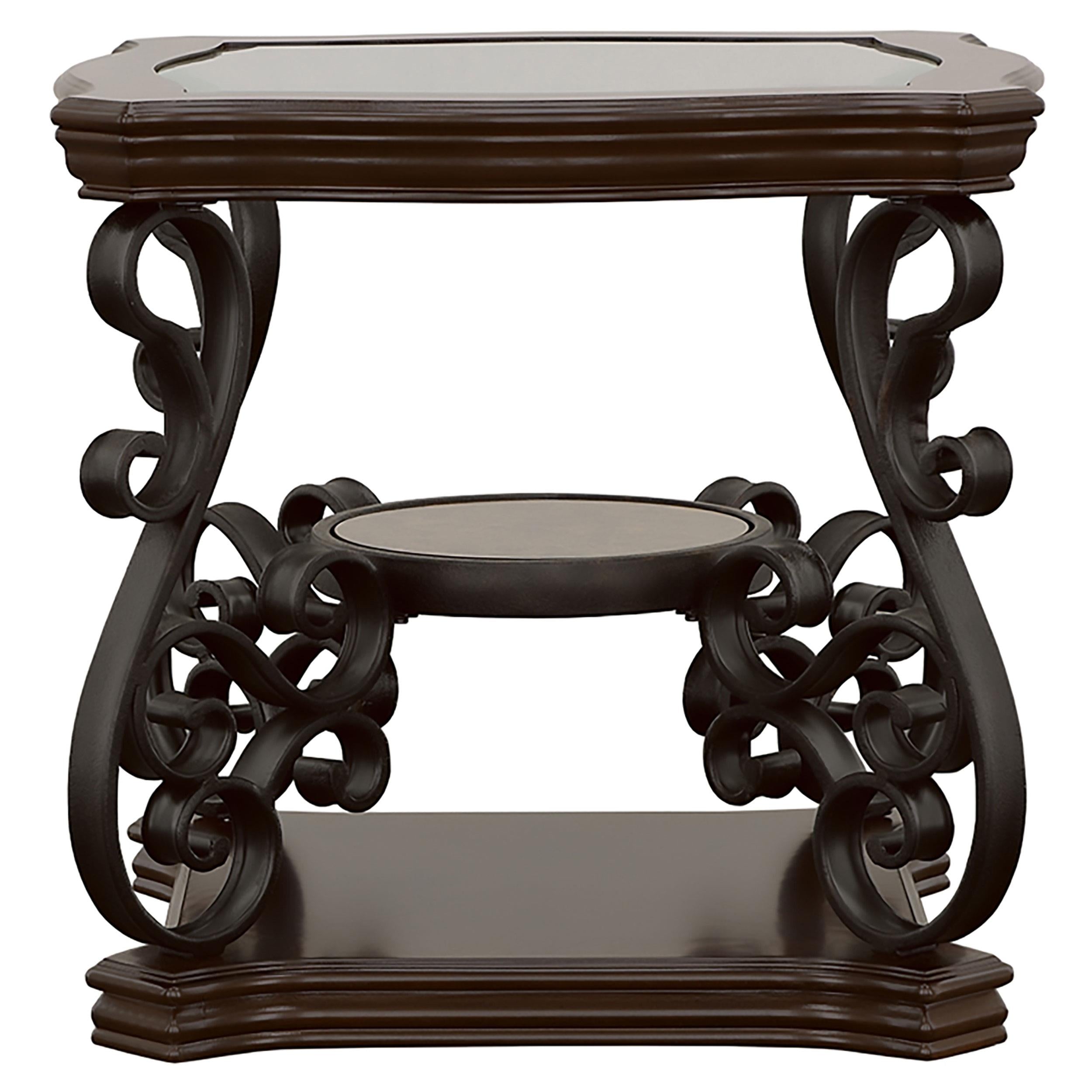  Coaster Furniture Laney 702447 1-shelf Glass Top Rectangular End Table - Deep Merlot IMAGE 3