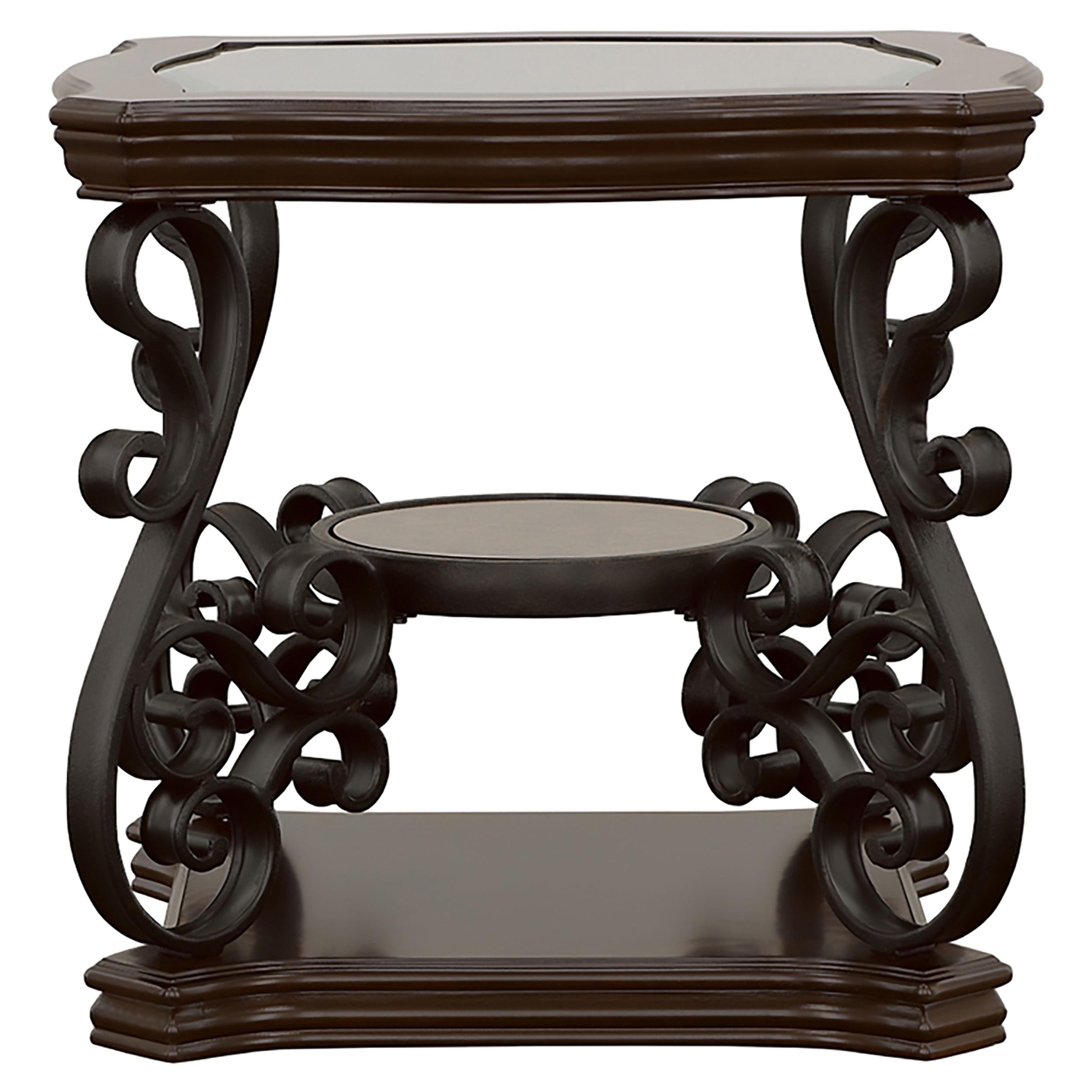  Coaster Furniture Laney 702447 1-shelf Glass Top Rectangular End Table - Deep Merlot IMAGE 6