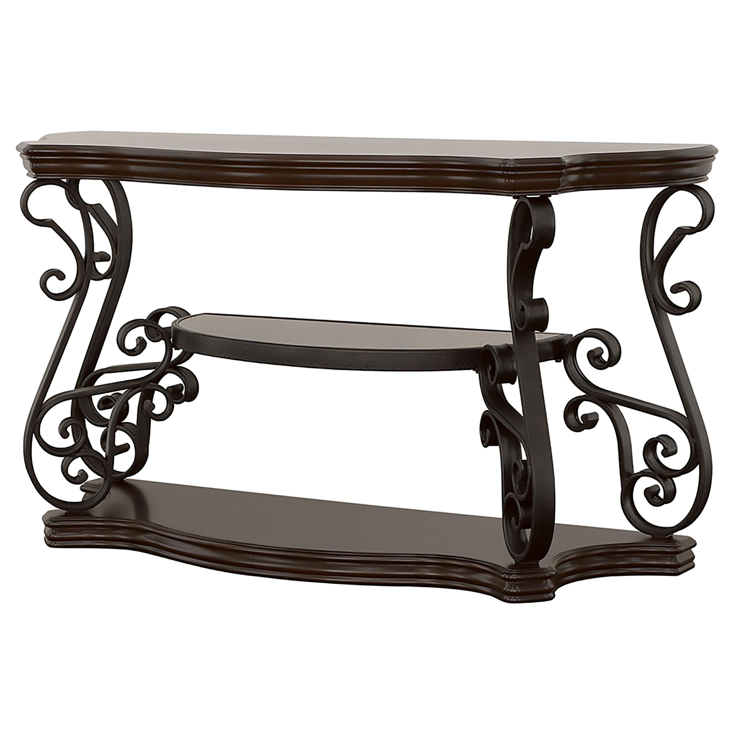  Coaster Furniture Laney 702449 Scrollwork Entryway Sofa Console Table - Deep Merlot IMAGE 4